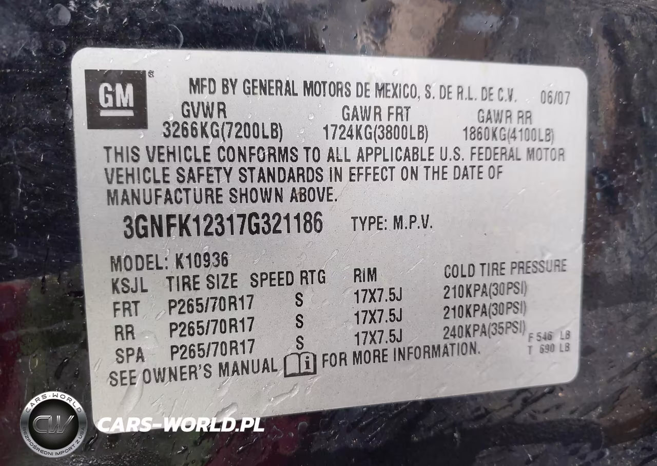 2007 Chevrolet Avalanche 1500 Lt VIN:3GNFK12317G321186 - 9