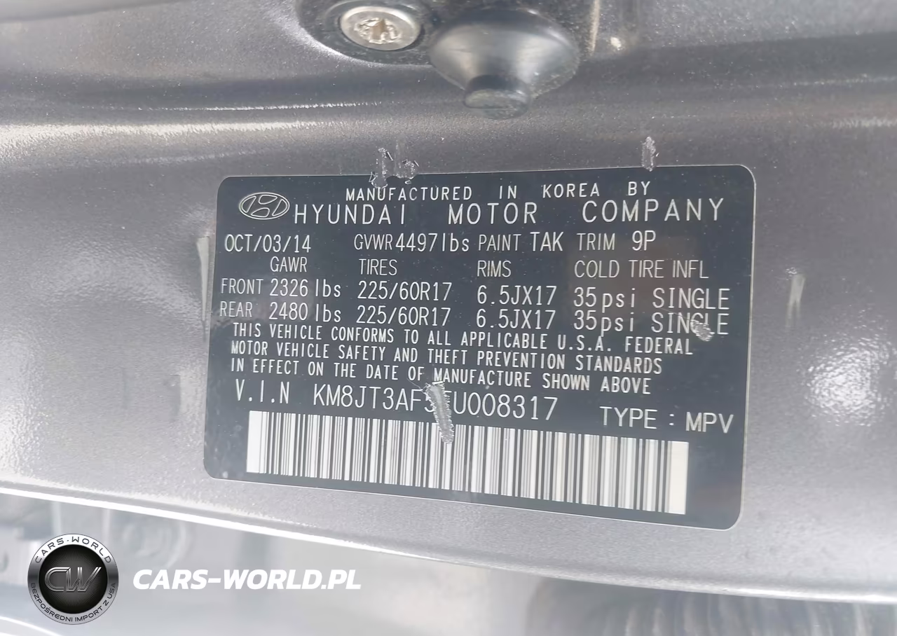 2015 Hyundai Tucson Gls VIN:KM8JT3AF5FU008317 - 9