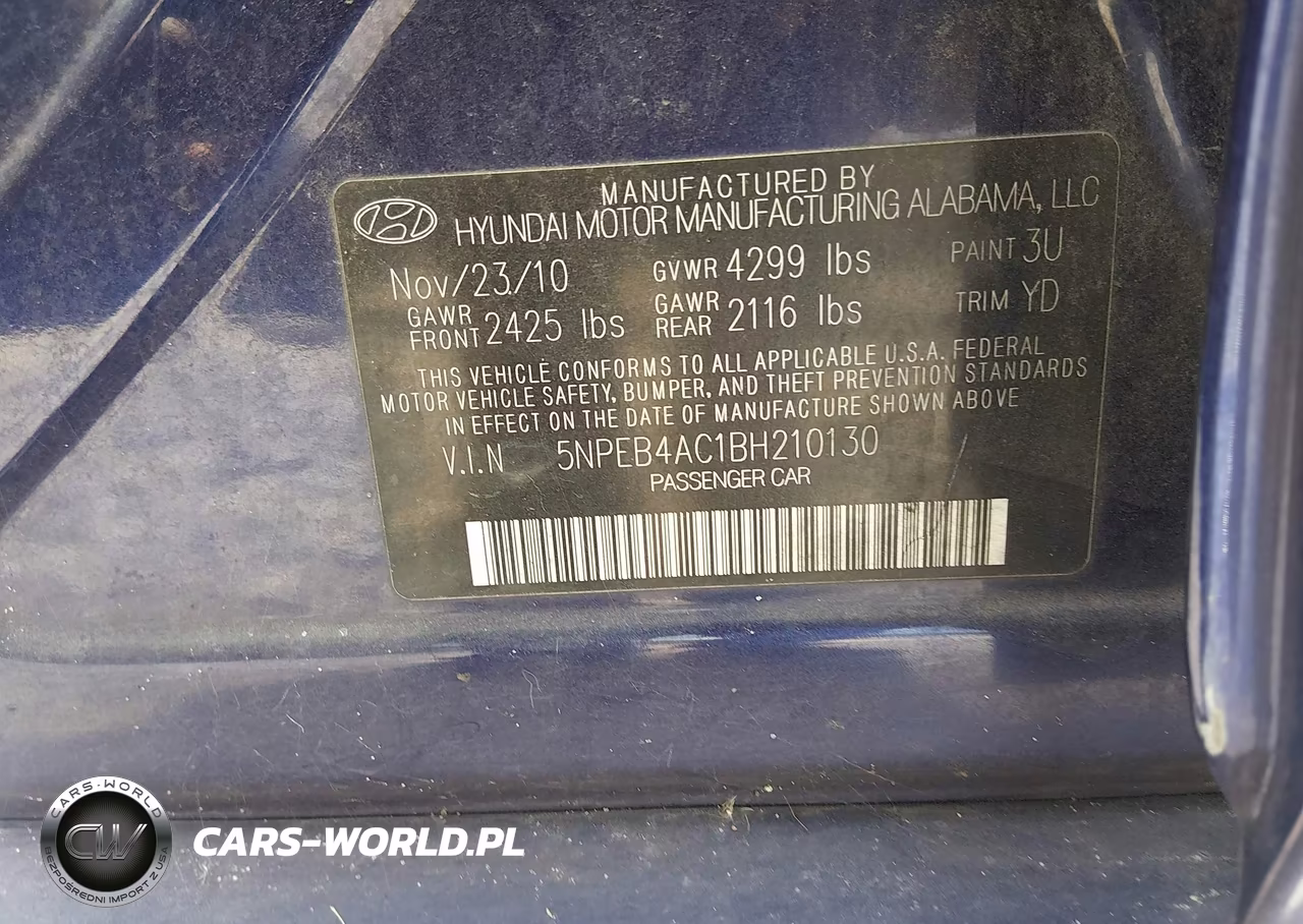 2011 Hyundai Sonata Gls VIN:5NPEB4AC1BH210130 - 9
