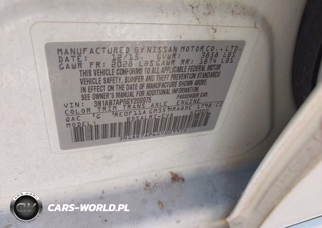 2016 Nissan Sentra Sr VIN:3N1AB7AP6GY209975 - 9