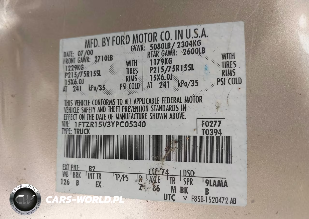 2000 Ford Ranger Xl-Xlt VIN:1FTZR15V3YPC05340 - 9
