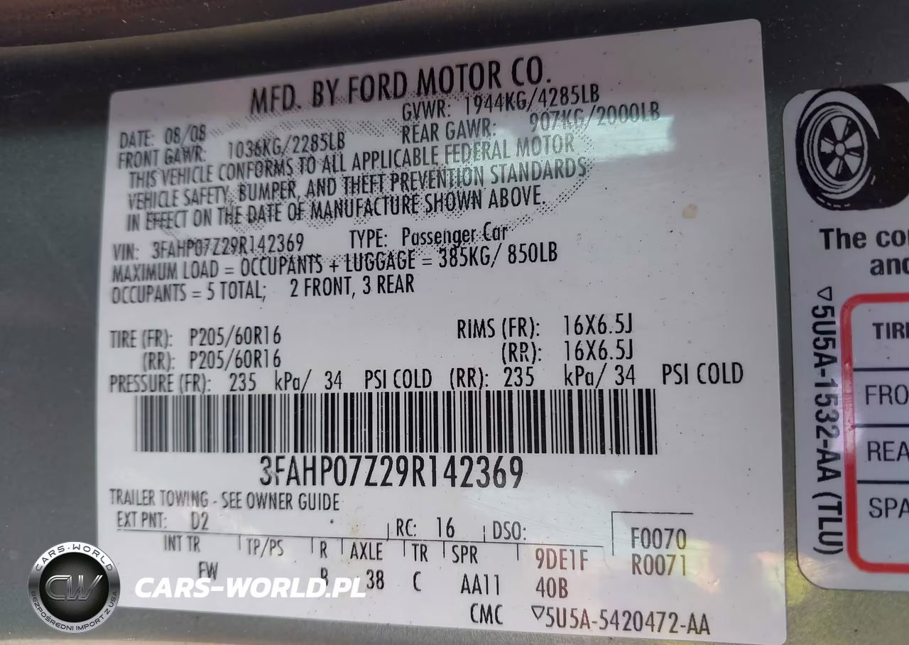 2009 Ford Fusion Se VIN:3FAHP07Z29R142369 - 9