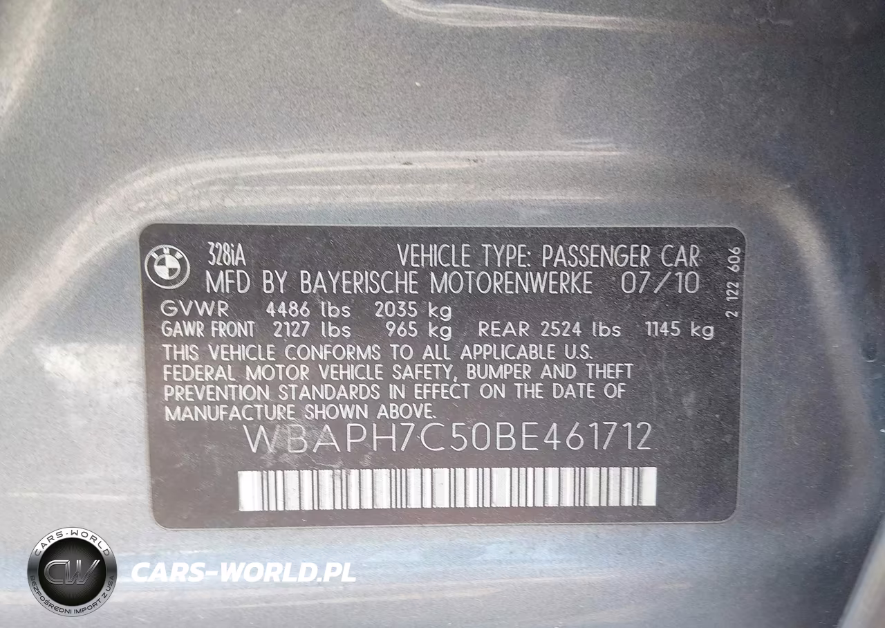 2011 BMW 328I VIN:WBAPH7C50BE461712 - 9