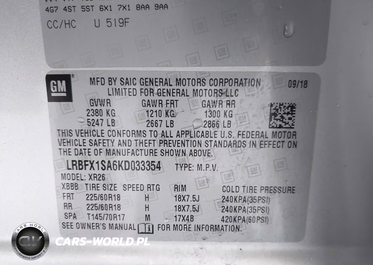 2019 Buick Envision Awd Preferred VIN:LRBFX1SA6KD033354 - 9
