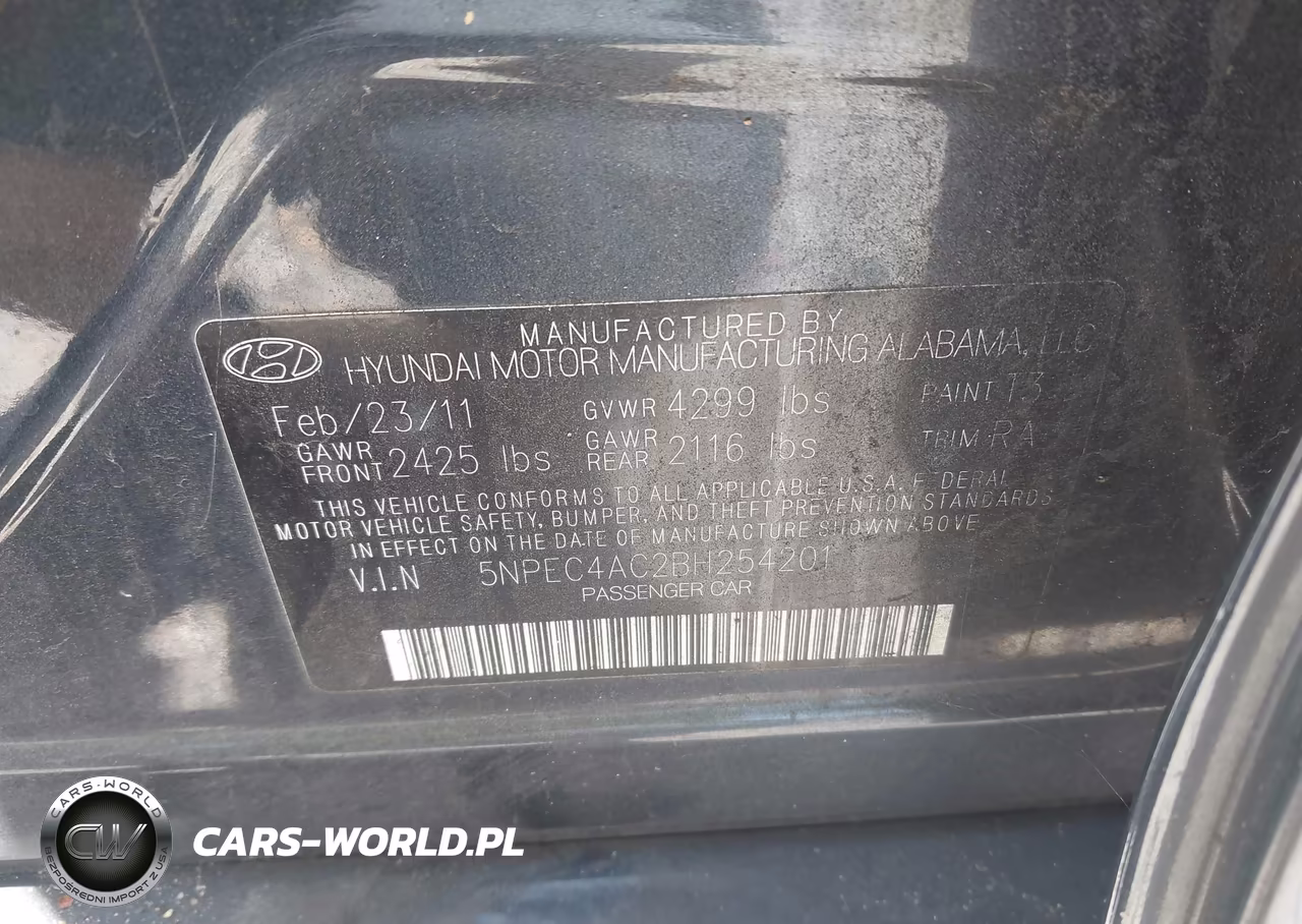 2011 Hyundai Sonata Se VIN:5NPEC4AC2BH254201 - 9
