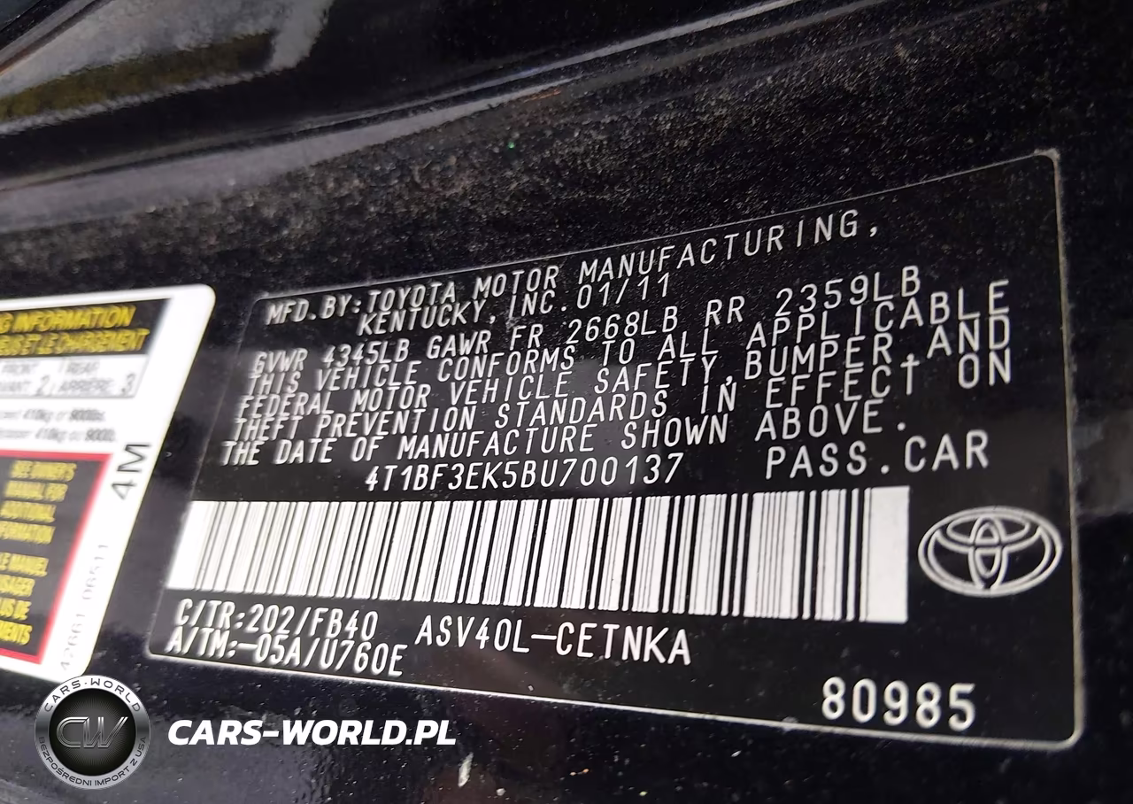 2011 Toyota Camry VIN:4T1BF3EK5BU700137 - 9