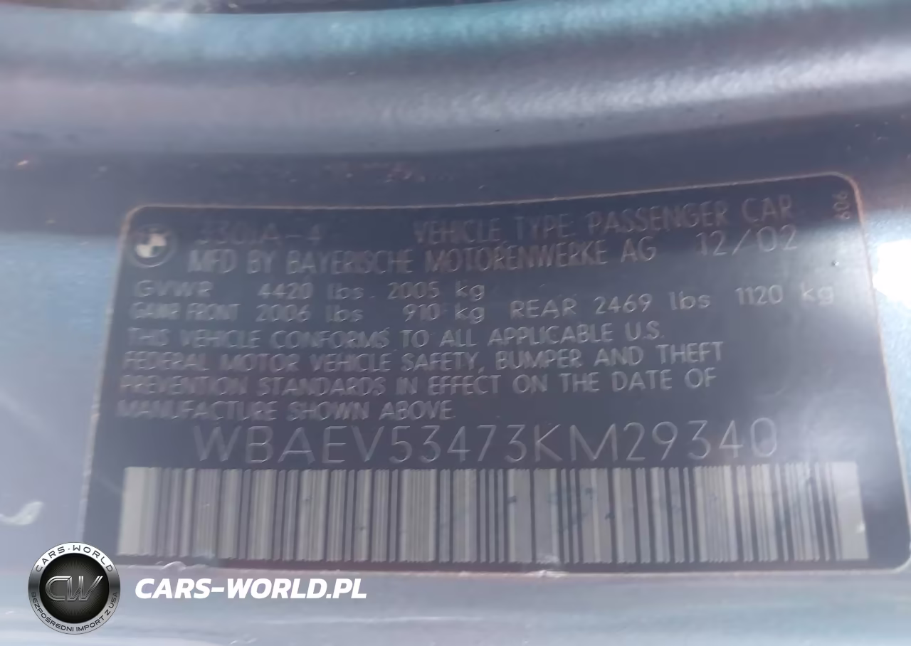 2003 BMW 330I VIN:WBAEV53473KM29340 - 9