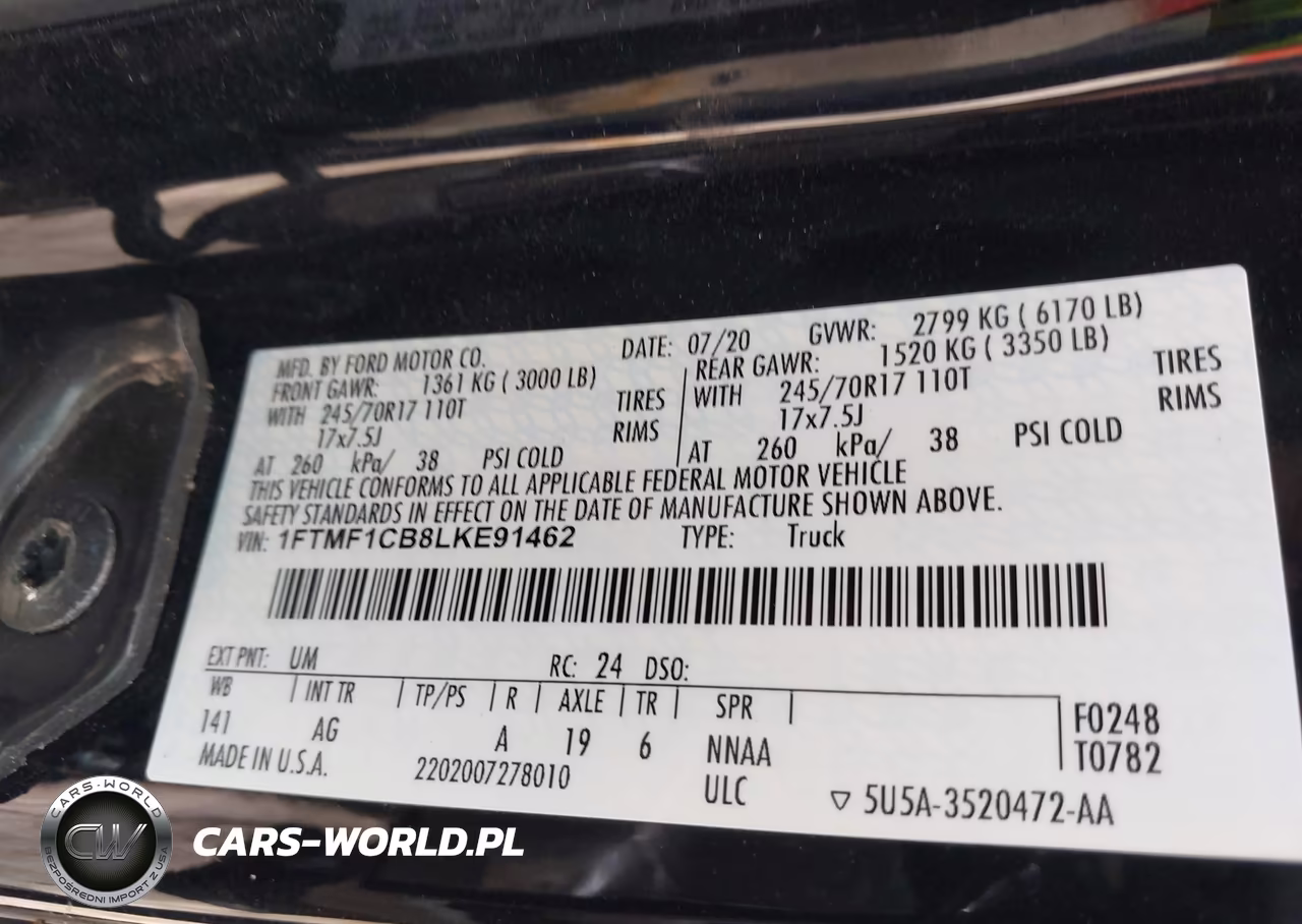 2020 Ford F-150 Xl VIN:1FTMF1CB8LKE91462 - 9