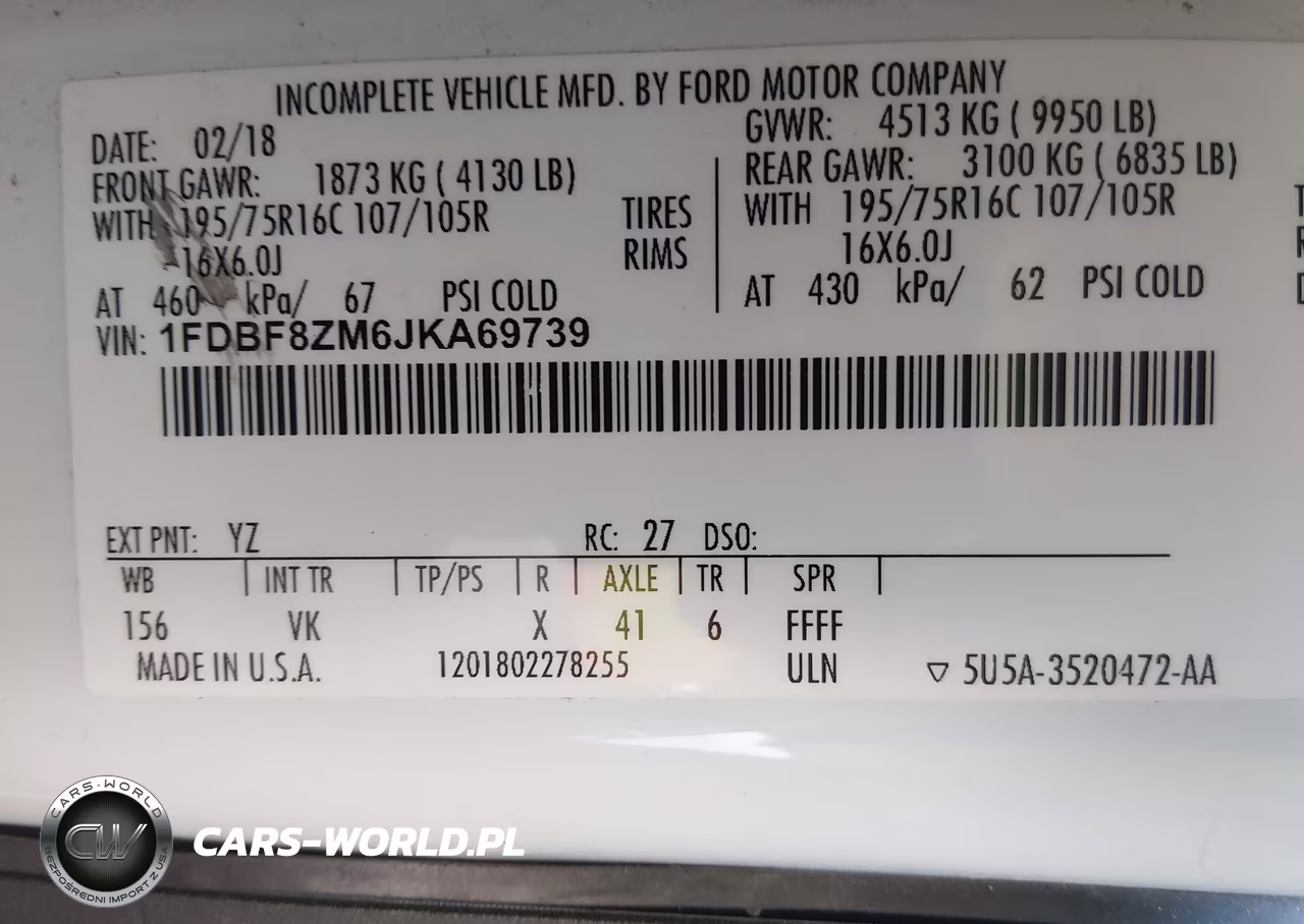 2018 Ford Transit-350 Cab VIN:1FDBF8ZM6JKA69739 - 7