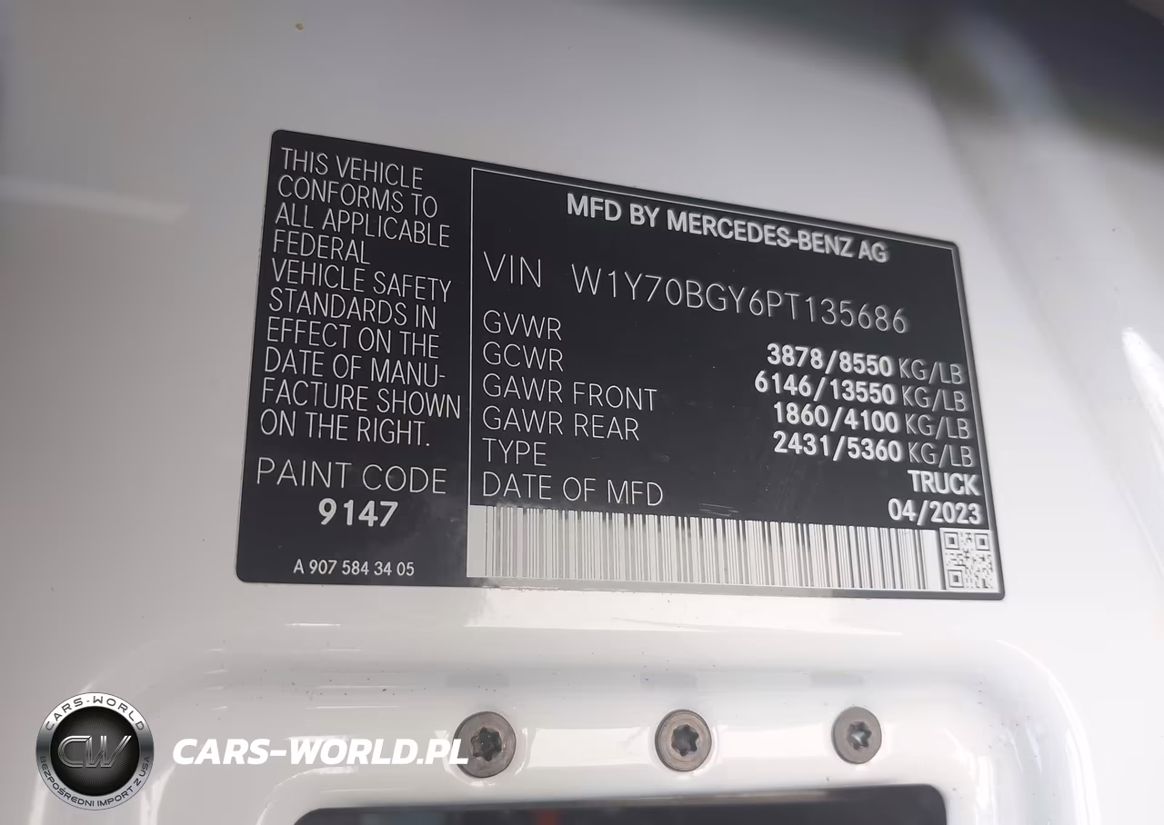 2023 Mercedes-Benz Sprinter 1500 Standard Roof 4-Cyl Gas VIN:W1Y70BGY6PT135686 - 9