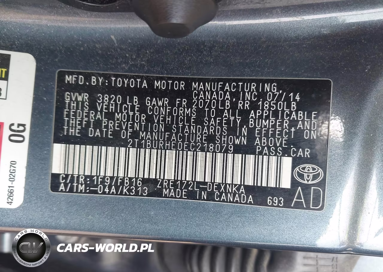 2014 Toyota Corolla Le VIN:2T1BURHE0EC218079 - 9