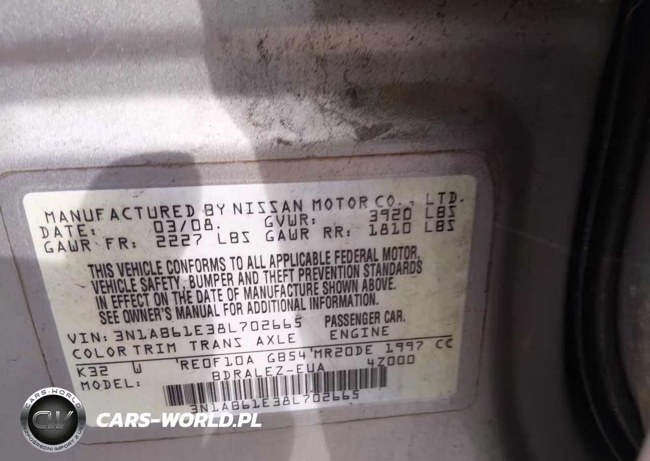 2008 Nissan Sentra 2.0 S VIN:3N1AB61E38L702665 - 9