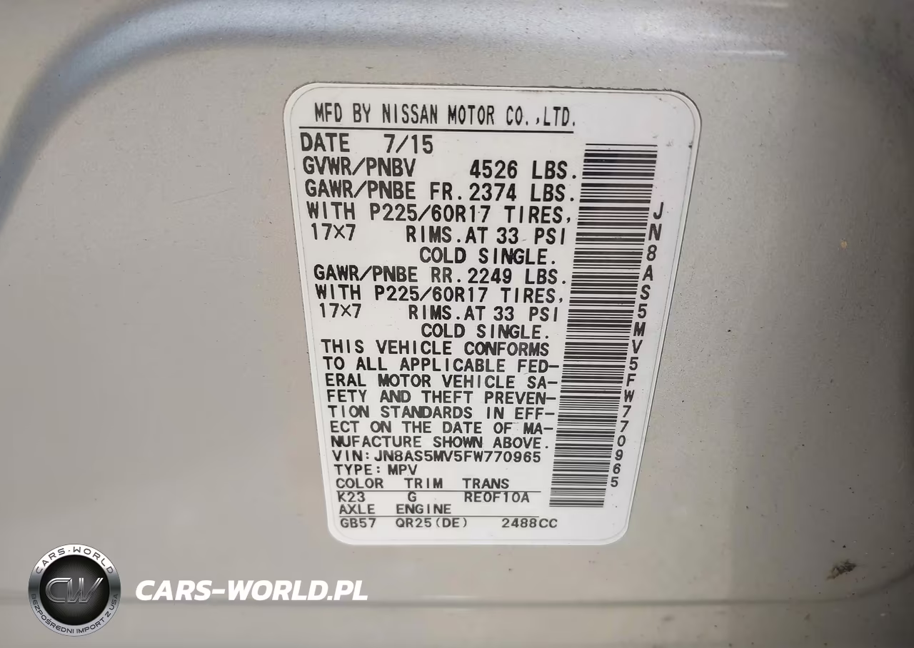 2015 Nissan Rogue Select S VIN:JN8AS5MV5FW770965 - 9