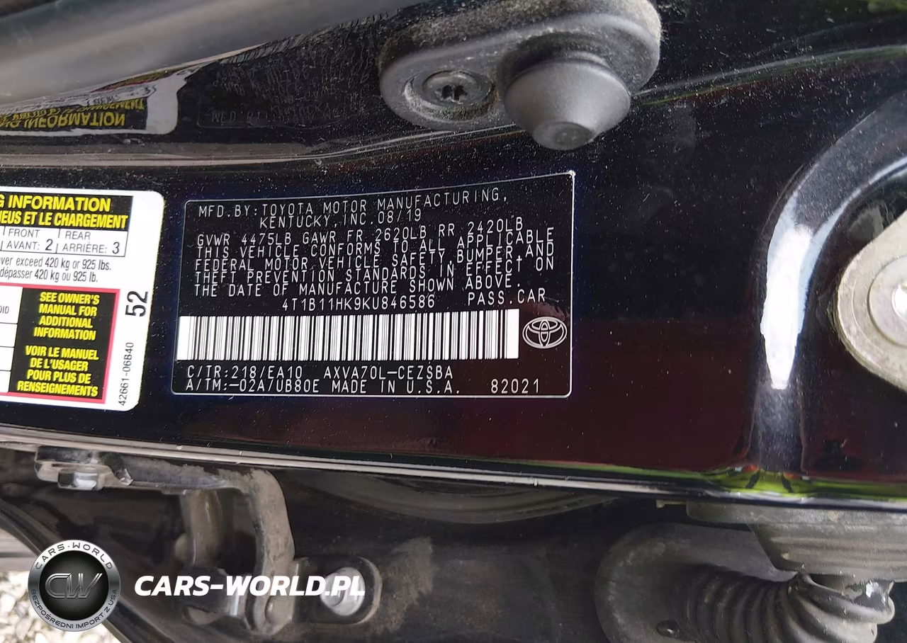 2019 Toyota Camry Se VIN:4T1B11HK9KU846586 - 9