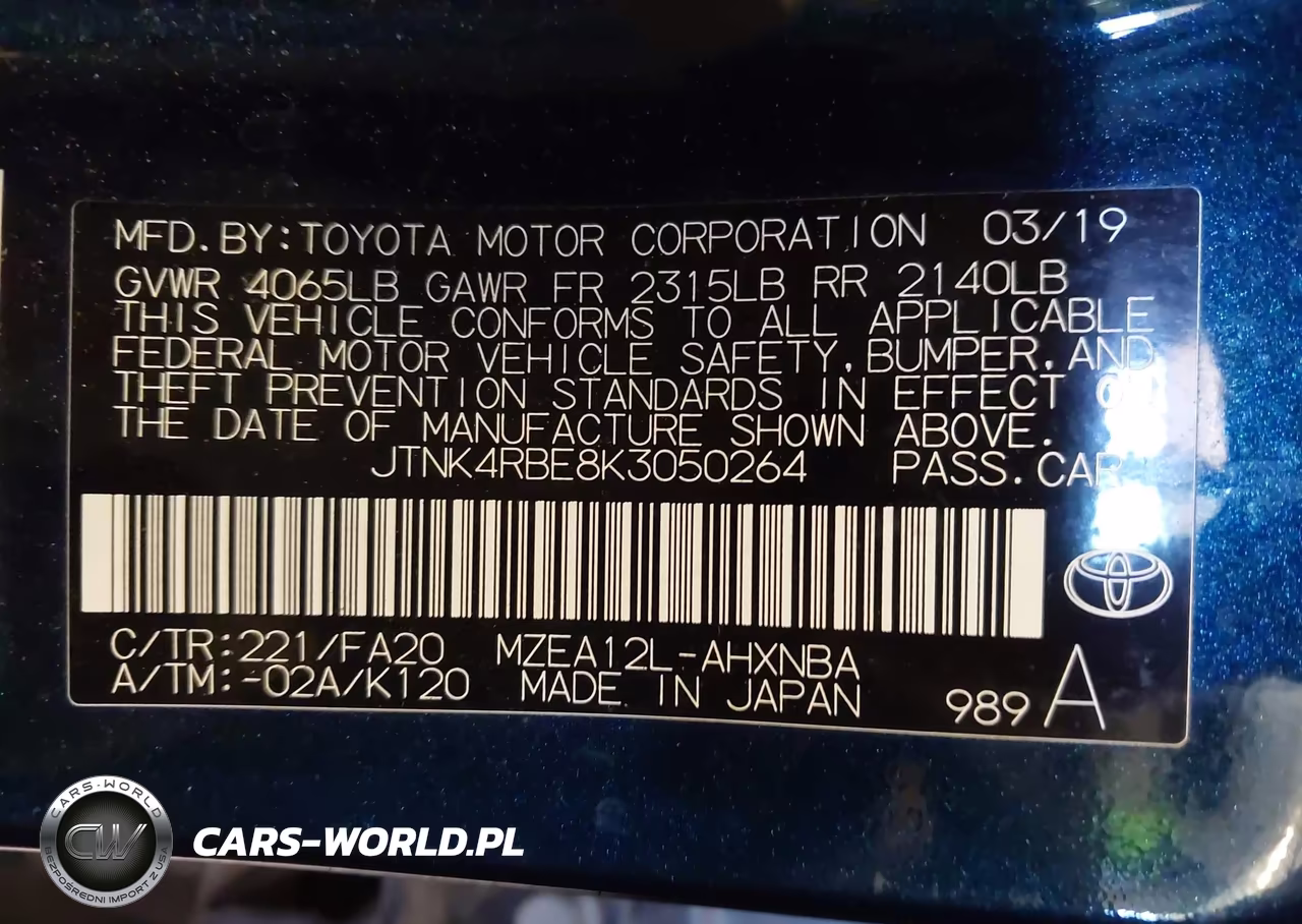 2019 Toyota Corolla Se VIN:JTNK4RBE8K3050264 - 9