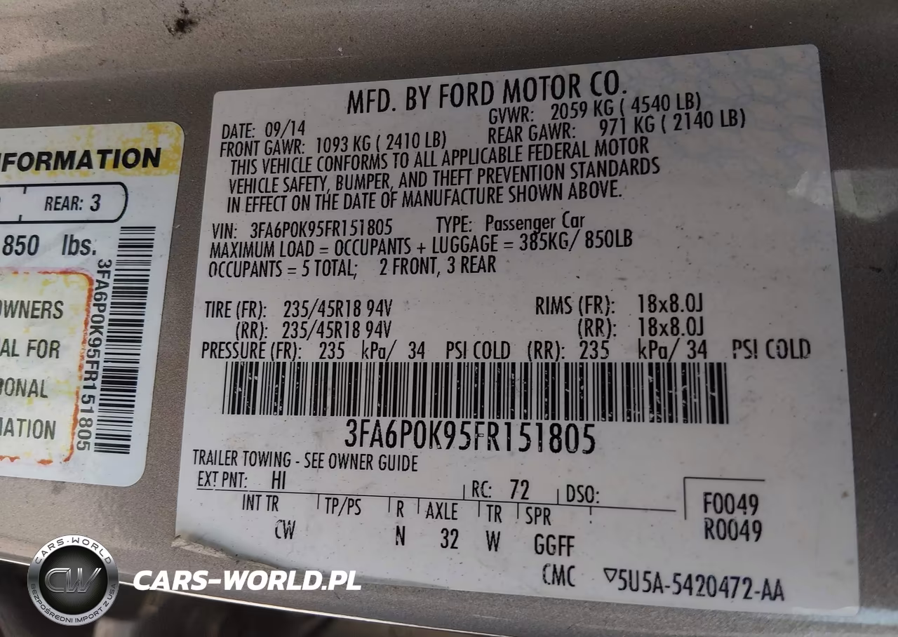 2015 Ford Fusion Titanium VIN:3FA6P0K95FR151805 - 9