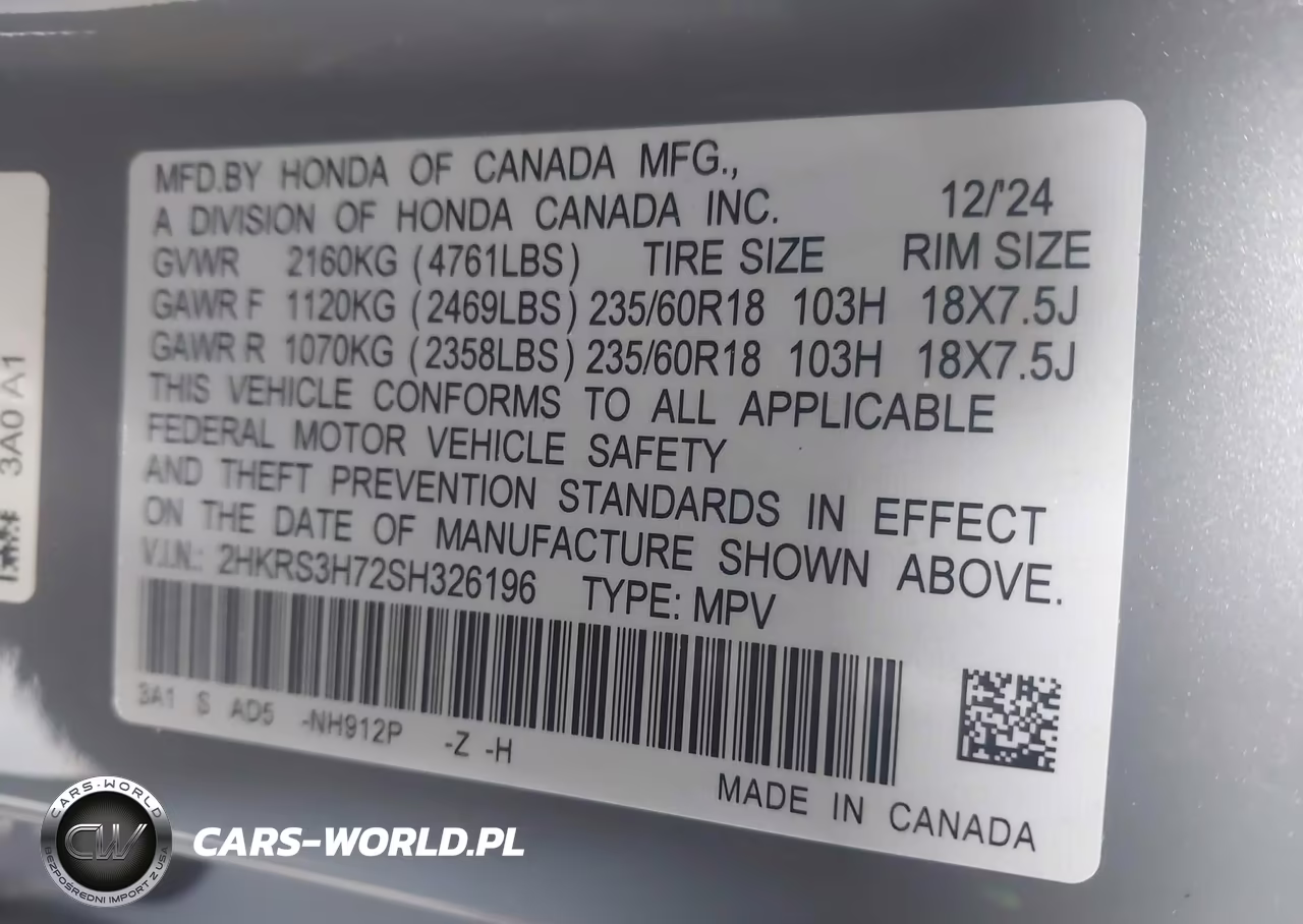 2025 Honda Cr-V Ex-L 2Wd VIN:2HKRS3H72SH326196 - 9