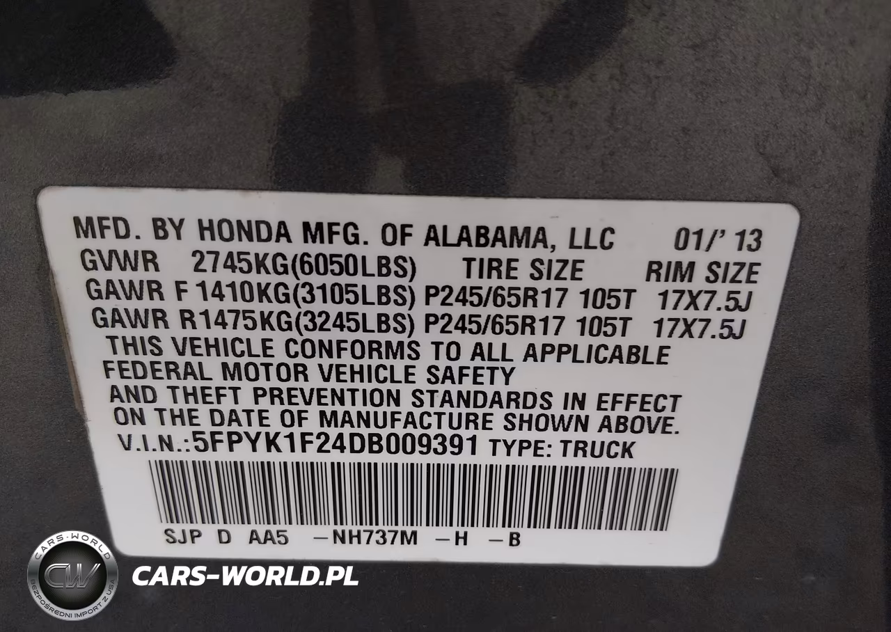 2013 Honda Ridgeline Rt VIN:5FPYK1F24DB009391 - 9