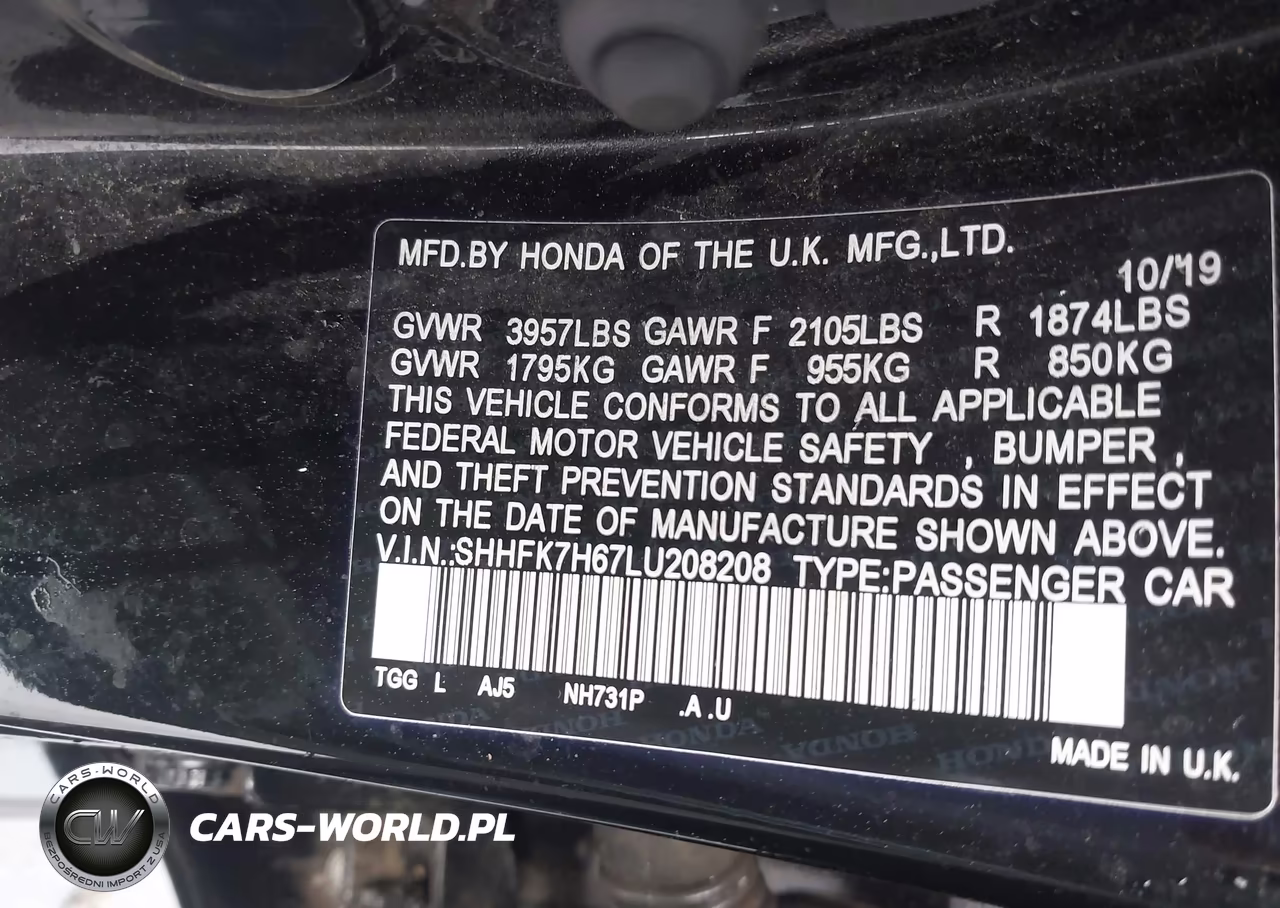 2020 Honda Civic Ex VIN:SHHFK7H67LU208208 - 9