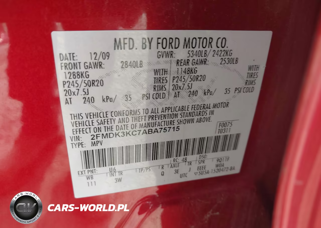 2010 Ford Edge Limited VIN:2FMDK3KC7ABA75715 - 9