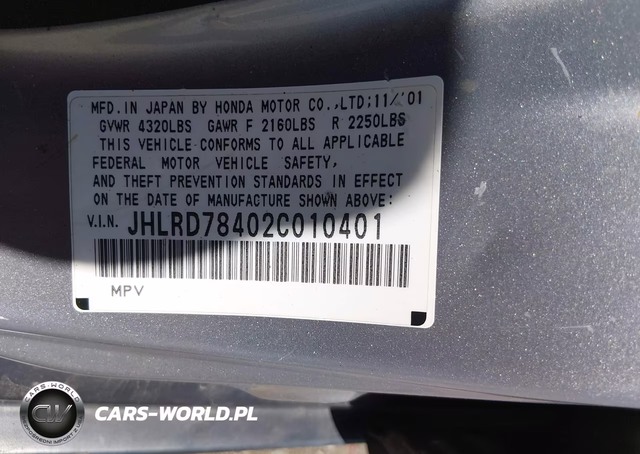 2002 Honda Cr-V Lx VIN:JHLRD78402C010401 - 9