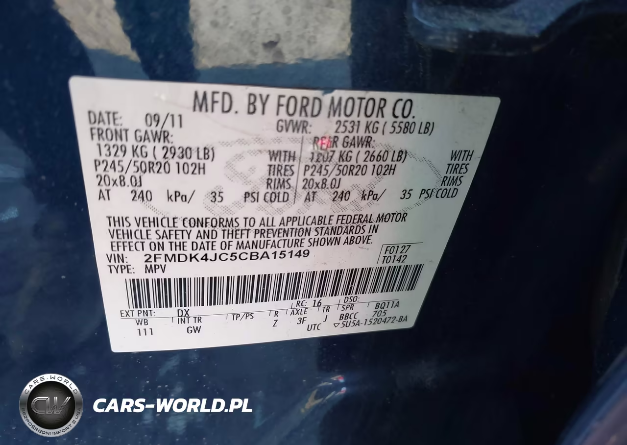 2012 Ford Edge Sel VIN:2FMDK4JC5CBA15149 - 9