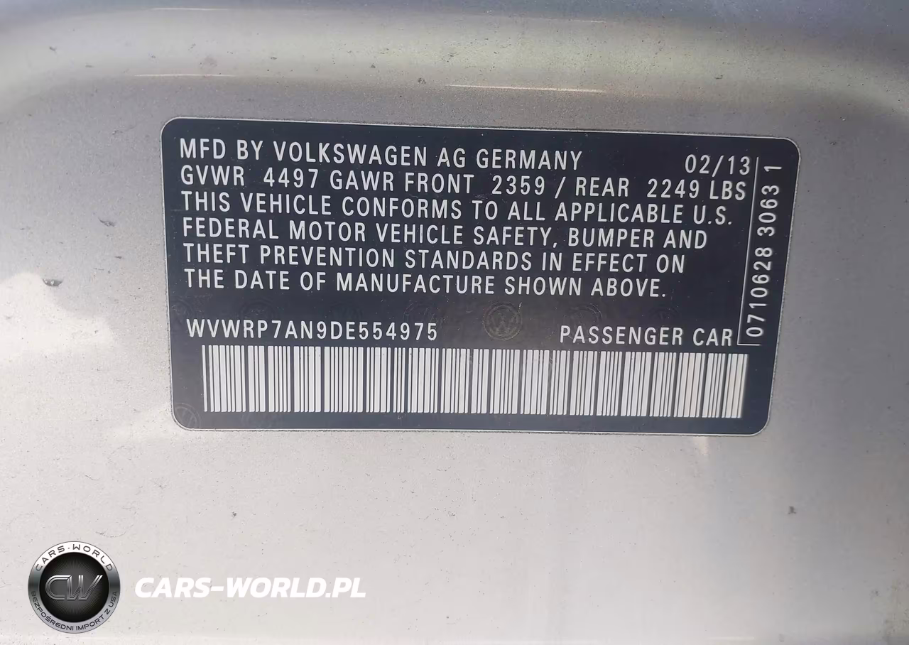 2013 Volkswagen Cc 2.0T Lux VIN:WVWRP7AN9DE554975 - 9