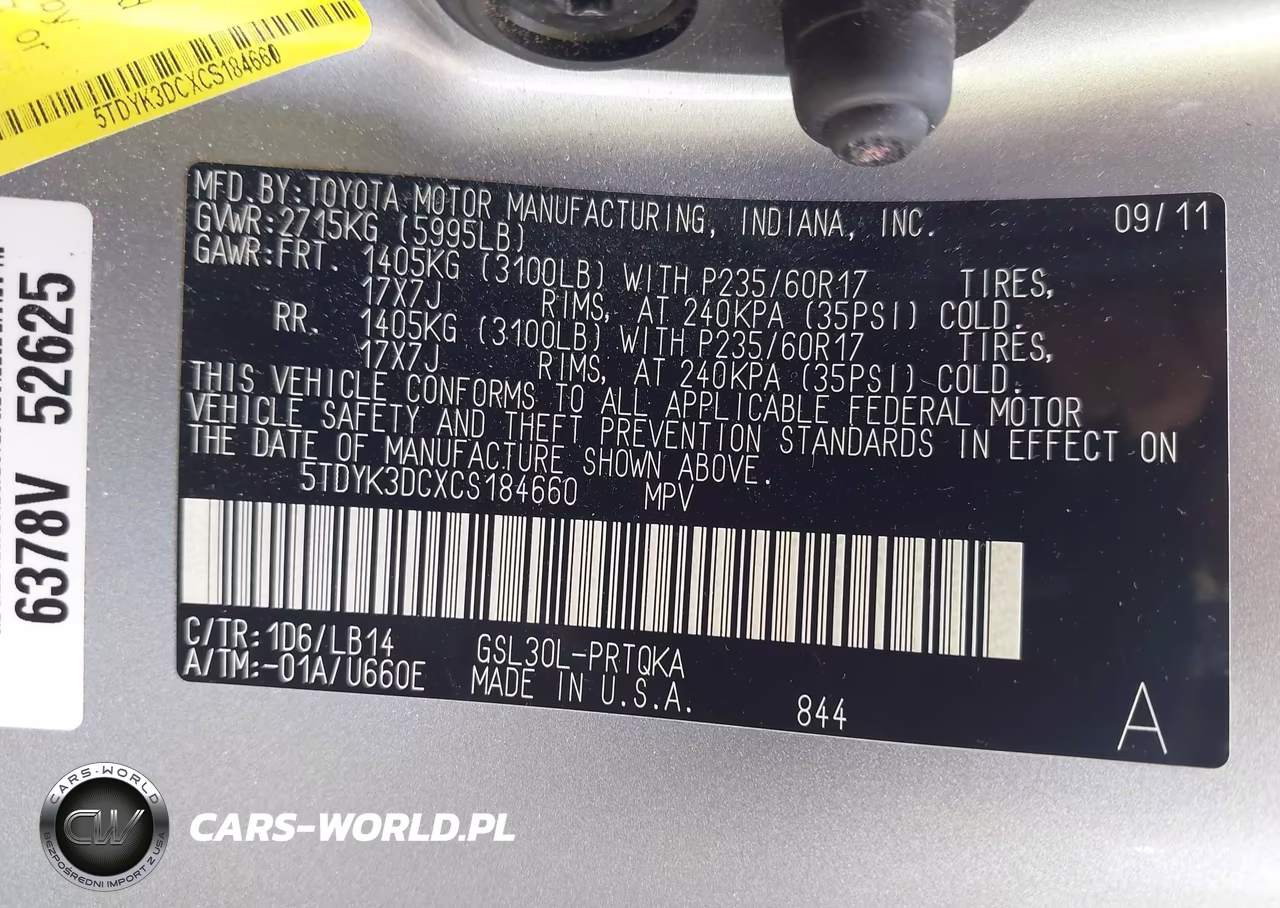 2012 Toyota Sienna Xle V6 8 Passenger VIN:5TDYK3DCXCS184660 - 9