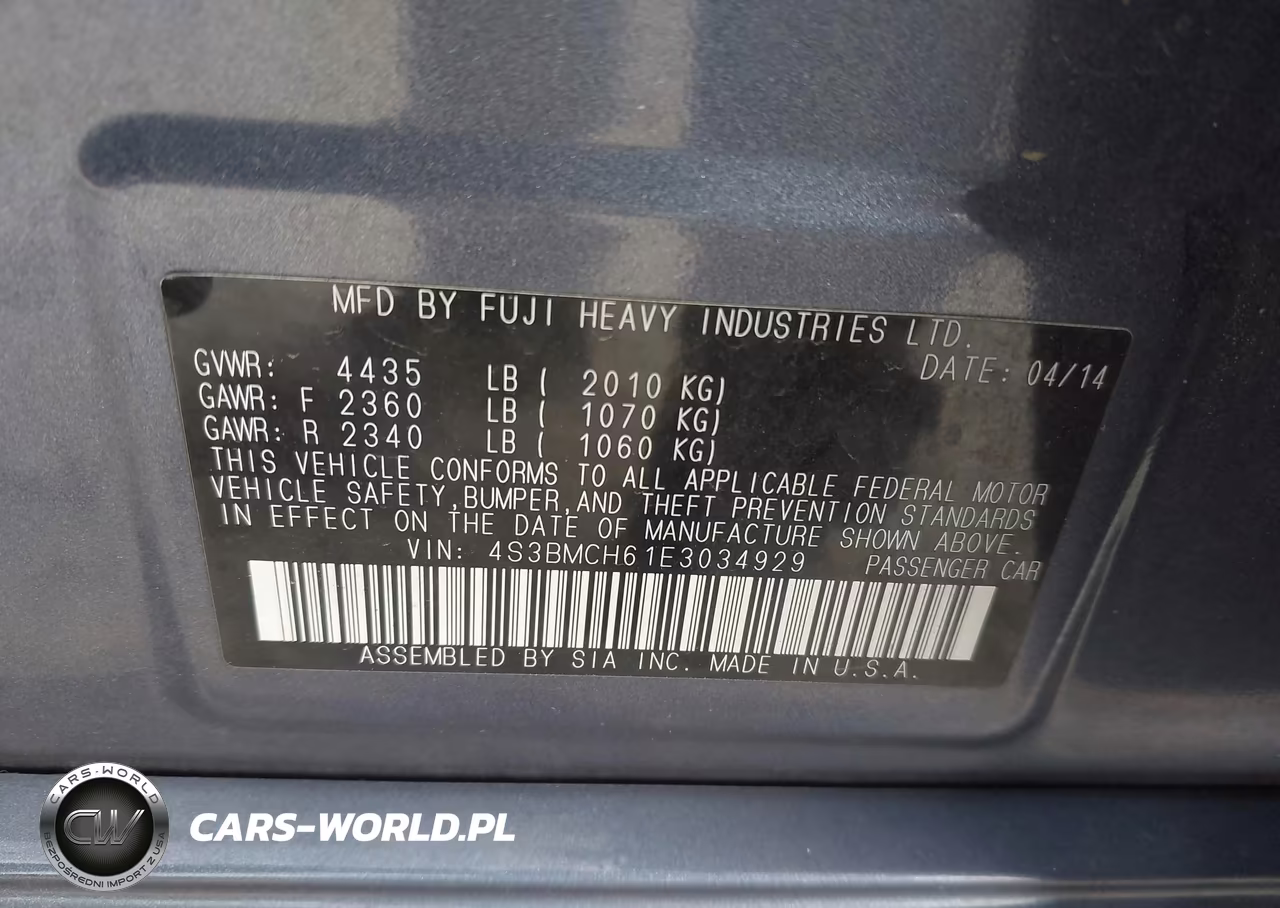 2014 Subaru Legacy 2.5 I Sport VIN:4S3BMCH61E3034929 - 9