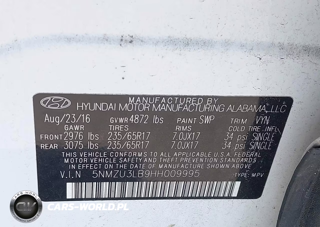 2017 Hyundai Santa Fe Sport 2.4L VIN:5NMZU3LB9HH009995 - 9