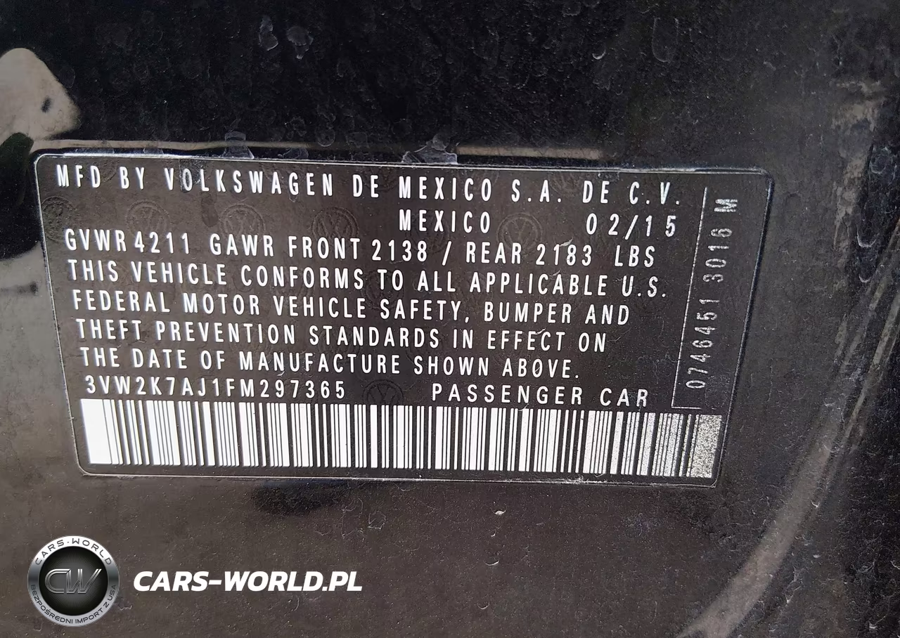 2015 Volkswagen Jetta 2.0L S VIN:3VW2K7AJ1FM297365 - 9
