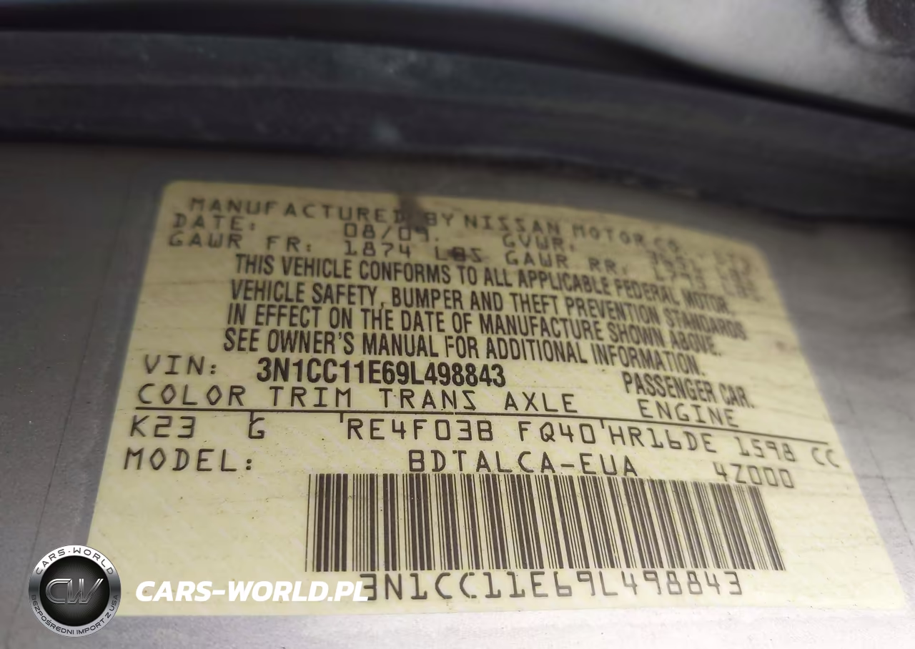 2009 Nissan Versa 1.6 VIN:3N1CC11E69L498843 - 9