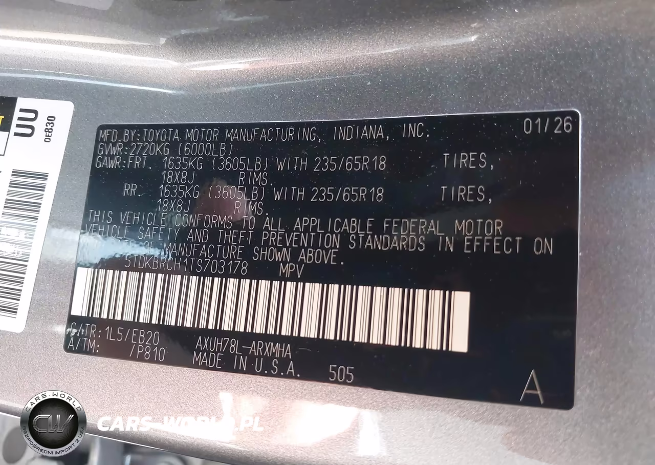 2026 Toyota Highlander Hybrid Xle VIN:5TDKBRCH1TS703178 - 9