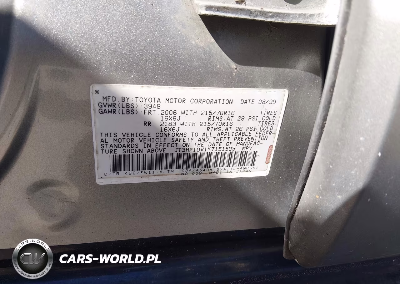 2000 Toyota Rav4 VIN:JT3HP10V1Y7151503 - 9