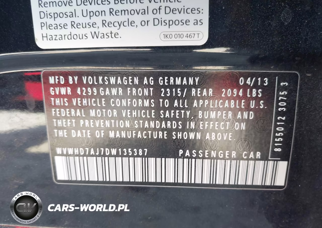2013 Volkswagen Gti Drivers Edition VIN:WVWHD7AJ7DW135387 - 9