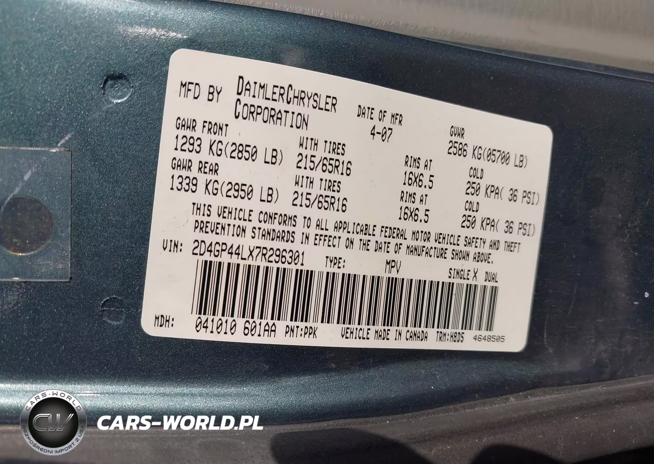2007 Dodge Grand Caravan Sxt VIN:2D4GP44LX7R296301 - 9