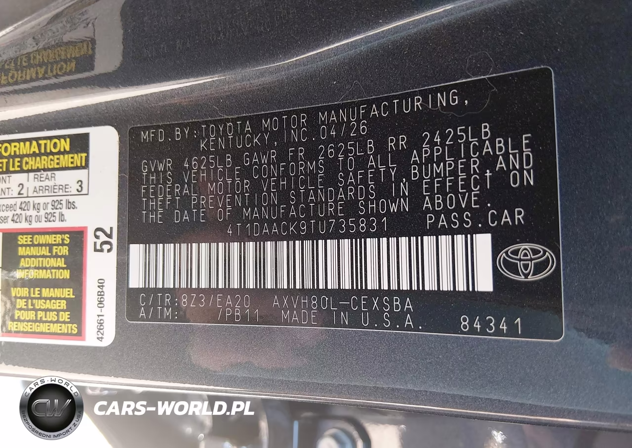 2026 Toyota Camry Se VIN:4T1DAACK9TU735831 - 9