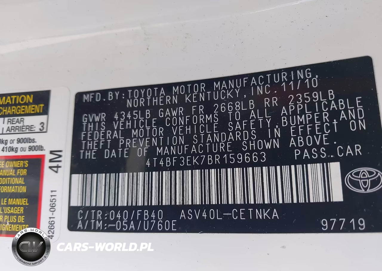 2011 Toyota Camry Le VIN:4T4BF3EK7BR159663 - 9