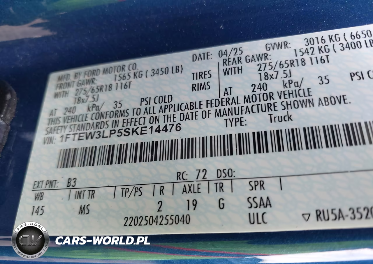 2025 Ford F-150 Xlt VIN:1FTEW3LP5SKE14476 - 9
