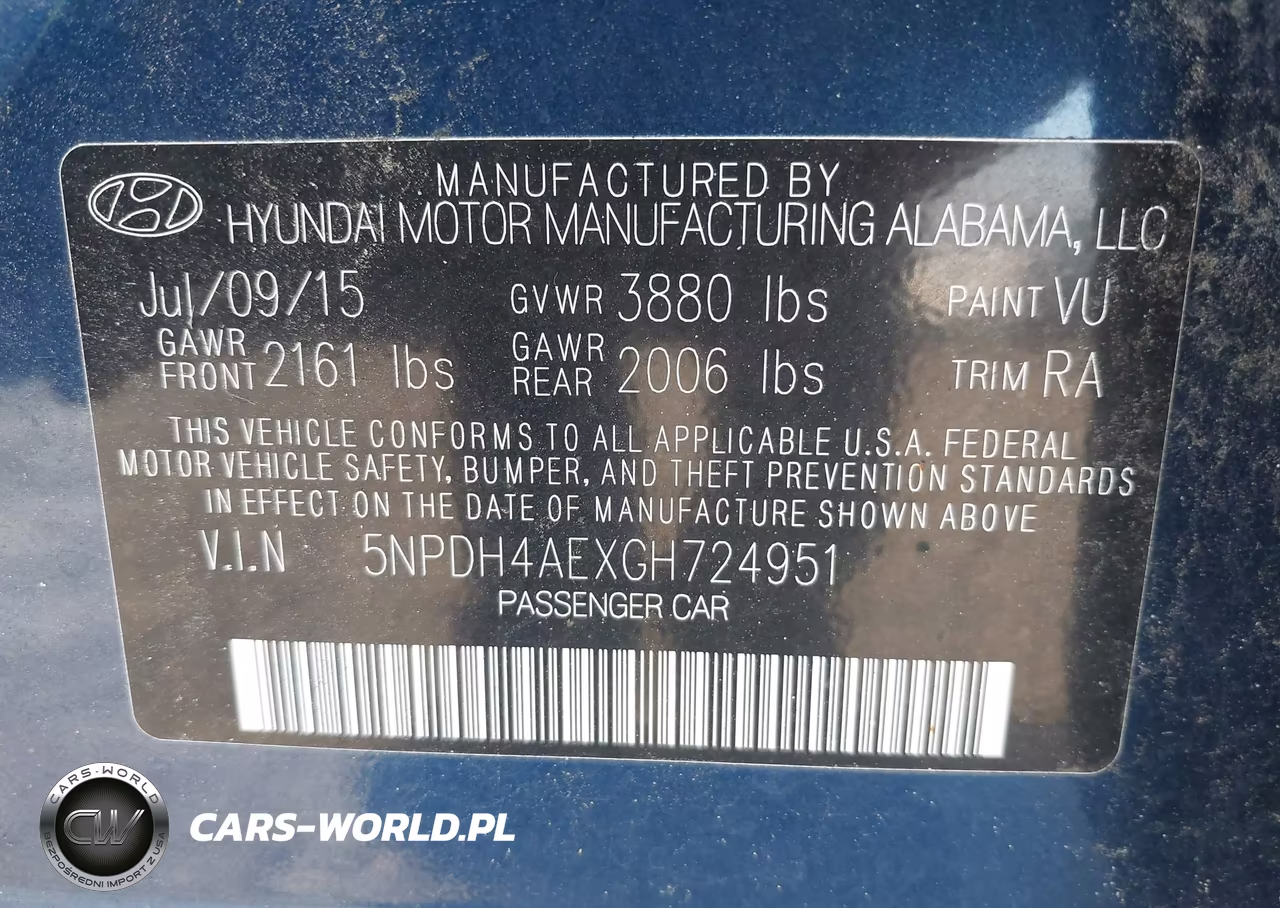 2016 Hyundai Elantra Se VIN:5NPDH4AEXGH724951 - 9