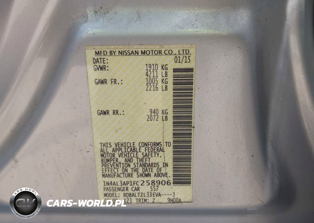 2015 Nissan Altima 2.5 Sl VIN:1N4AL3AP1FC258906 - 9