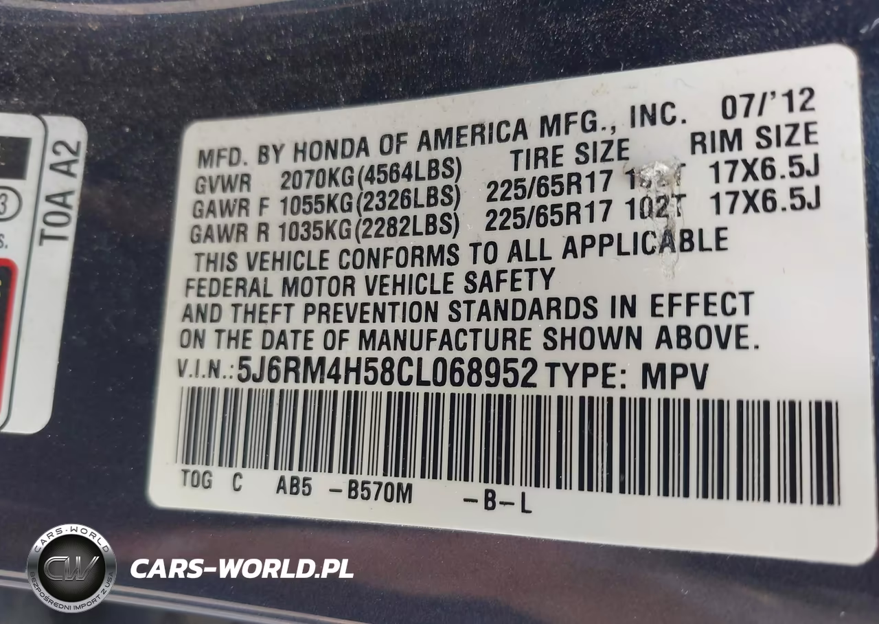 2012 Honda Cr-V Ex VIN:5J6RM4H58CL068952 - 9