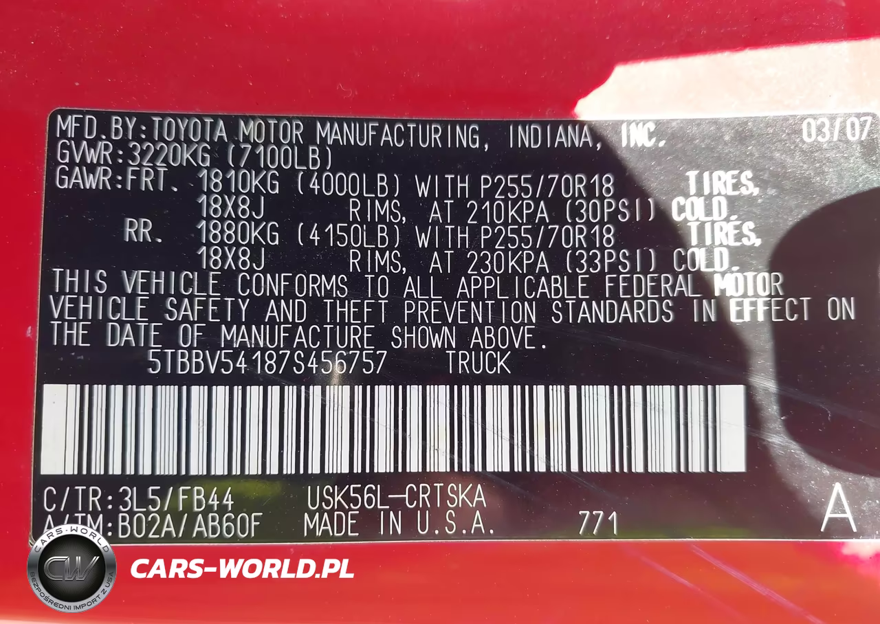 2007 Toyota Tundra Sr5 5.7L V8 VIN:5TBBV54187S456757 - 9