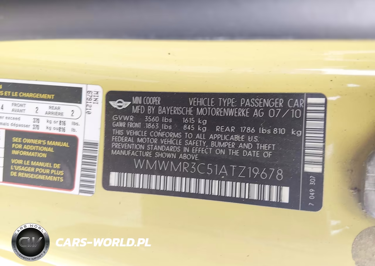 2010 Mini Cooper VIN:WMWMR3C51ATZ19678 - 9
