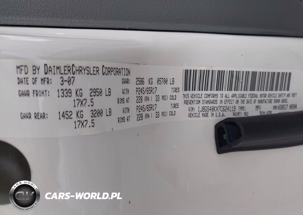 2007 Jeep Grand Cherokee Laredo VIN:1J8GS48KX7C624119 - 9