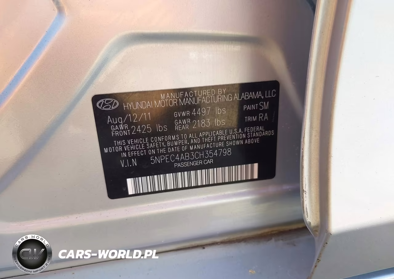 2012 Hyundai Sonata Se 2.0T VIN:5NPEC4AB3CH354798 - 9