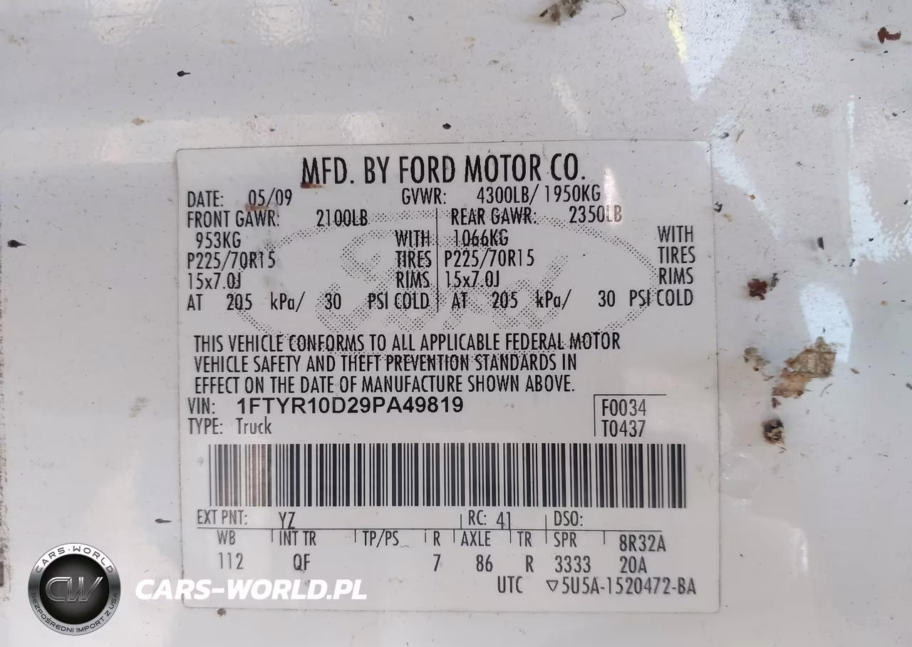 2009 Ford Ranger Sport-Xl-Xlt VIN:1FTYR10D29PA49819 - 9