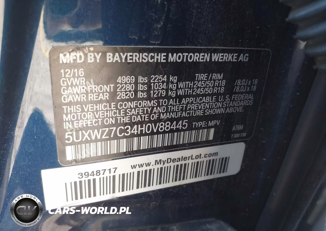 2017 BMW X3 Sdrive28I VIN:5UXWZ7C34H0V88445 - 9