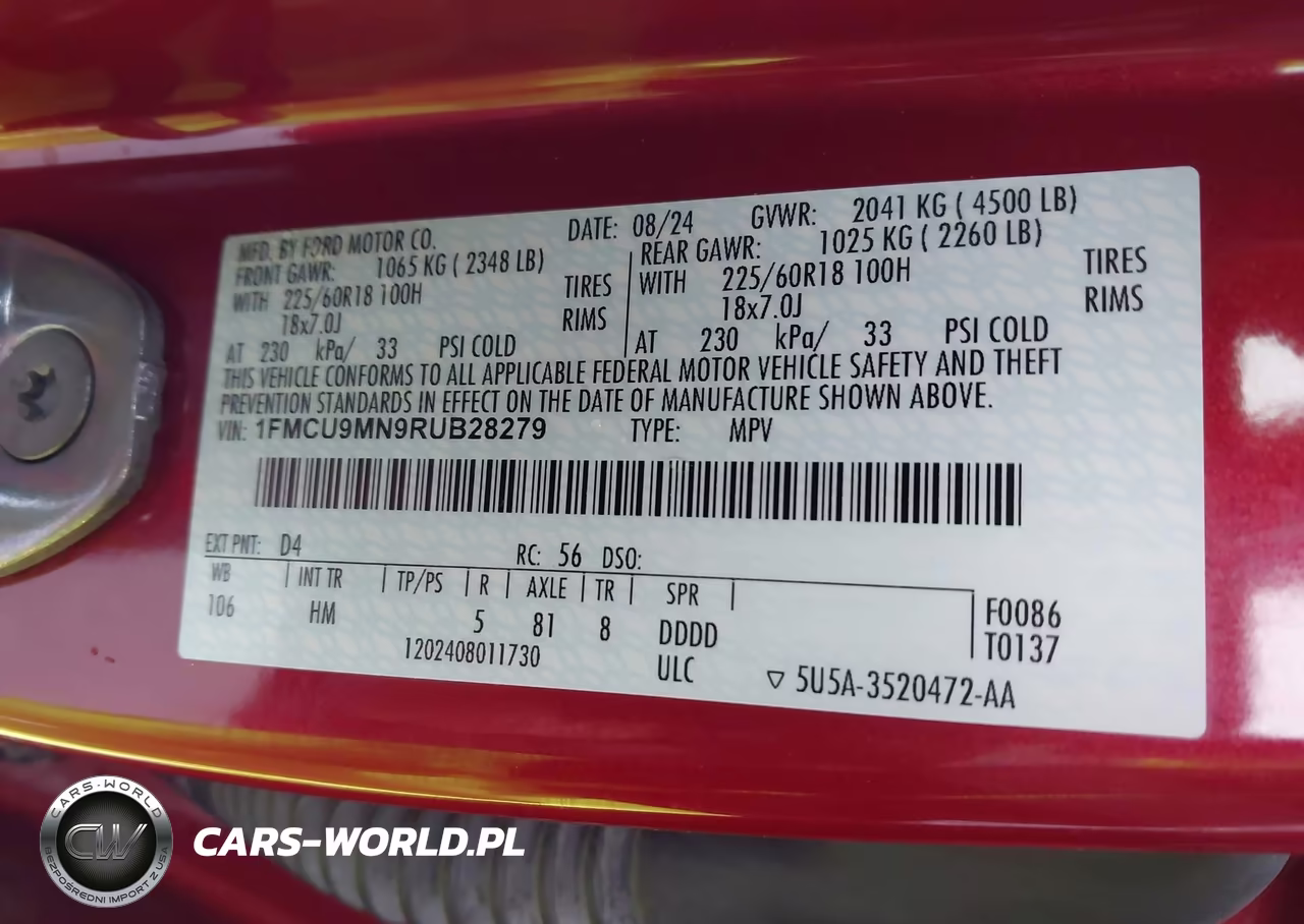 2024 Ford Escape St-Line VIN:1FMCU9MN9RUB28279 - 9