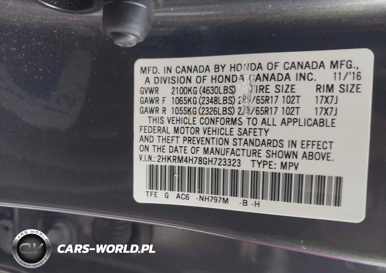 2016 Honda Cr-V Ex-L VIN:2HKRM4H78GH723323 - 9